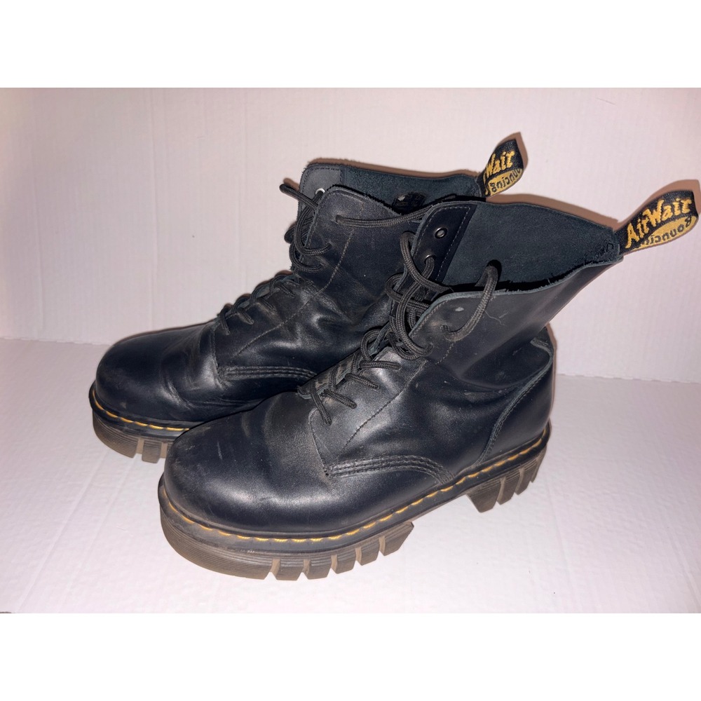 Dr. Martens Audrick 8-Eye Platform Boots Black Nappa Lux Leather Womens 11 USL
